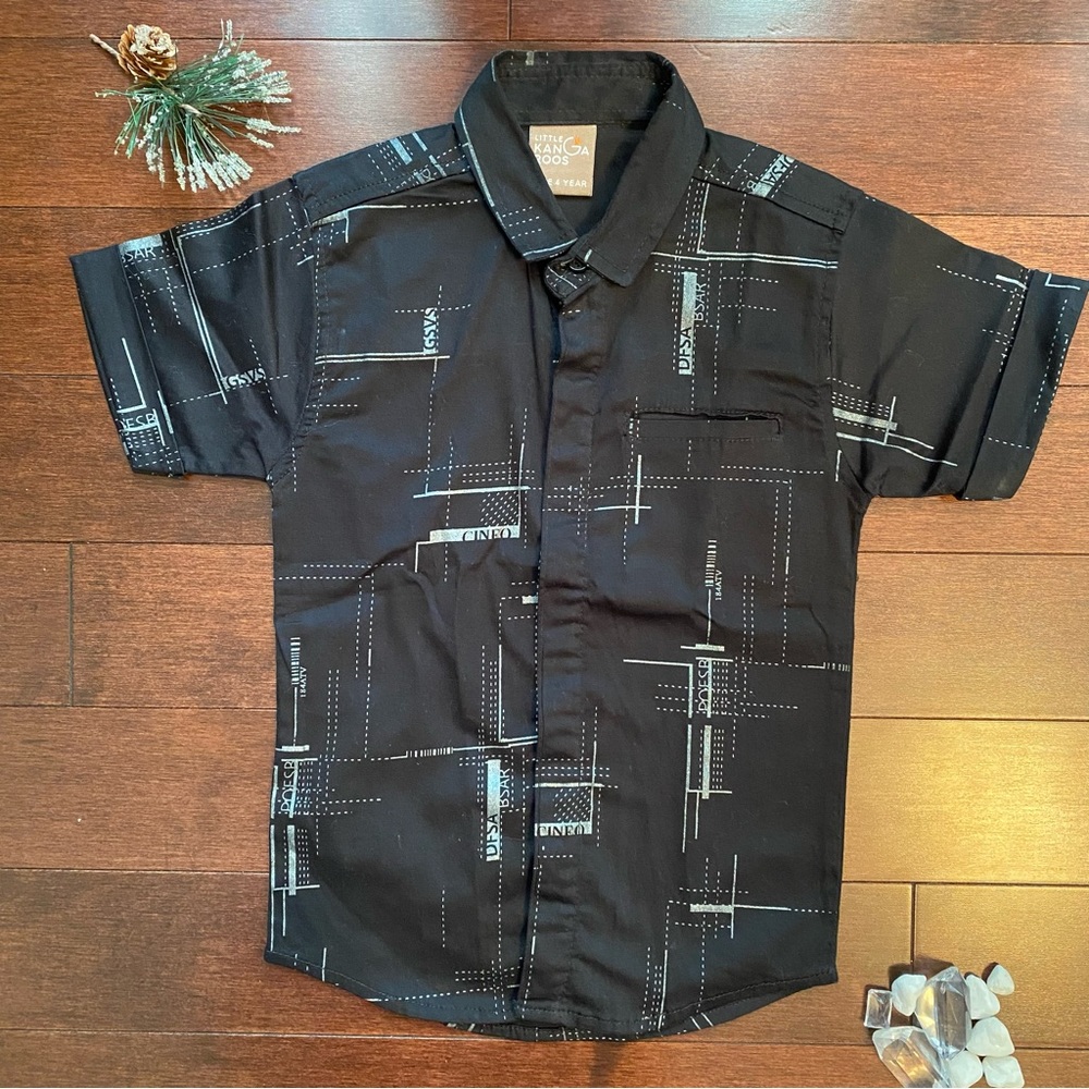 🥰5/$20🥰 LITTLE KANGA ROOS Boy’s Dress Shirt in Black, Size 4T